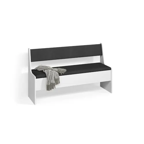 Livinity Esszimmer-Bank Tiberio, Weiß, 41.5 x 136.6 cm - KOMFORTABLE ESSBANK: Die Livinity Tiberio Esszimmer-Bank bietet gepolsterten Sitzkomfort und fügt sich harmonisch in moderne Küchen ein. Ideal für gesellige Essbereiche. Maße: 136 cm Breite, 80 cm Höhe, 42 cm Tiefe.