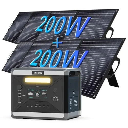 SolarPlay Q2501Powerstation mit Solarpanel, Solar Generator 2160Wh LiFePO4 Akku,mit 2 * 2400W AC-Ausgänge (4800 Peak),Superleise, Max. 500W Solar Laden, Power Station für Camping, Wohnmobil USW.