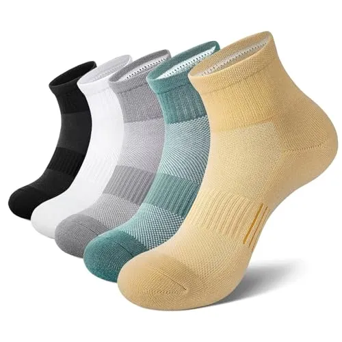 EKSHER Sneaker Socken Damen 39-42 5 Paar Baumwolle Running Kurze Herren Bunt Sportsocken Sneakersocken Frottee Kurz Laufsocken Atmungsaktive Sport Herrensocken Kurzsocken Damensocken Bunte