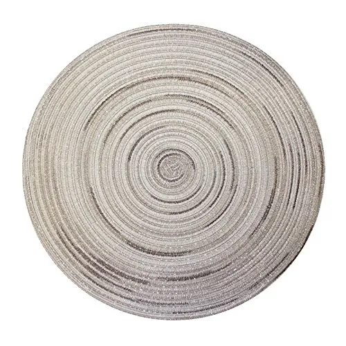 Haus und Deko Bast Platzset rund ca. 40 cm Ø Kunststoff Tischset Untersetzer waschbar Sand Beige - Taupe meliert