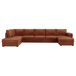 MIRJAN24 Ecksofa Wilma Large, U-Form Polsterecke vom Hersteller, Schlafsofa mit zwei Bettkasten, Wohnlandschaft (Farbe: Clara 215.02 , Seite: Links) - Orange