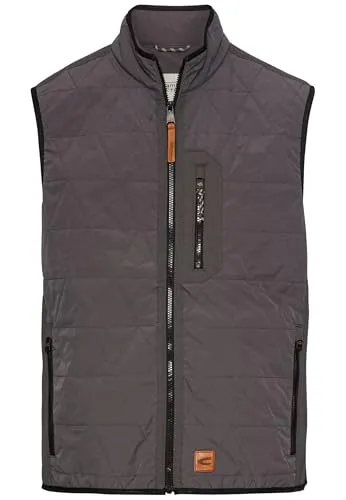 camel active Herren Weste mit Stehkragen Grau - Herren-Weste, winddicht und wasserabweisend, ideal für Outdoor-Aktivitäten mit praktischen Multi Pocket-Funktionen und elastischem Saum für optimalen Tragekomfort.