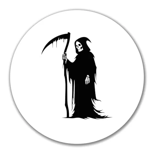 Huuraa Aufkleber Sensenmann Tod Geschenk 10cm Sensenmann Geschenkidee