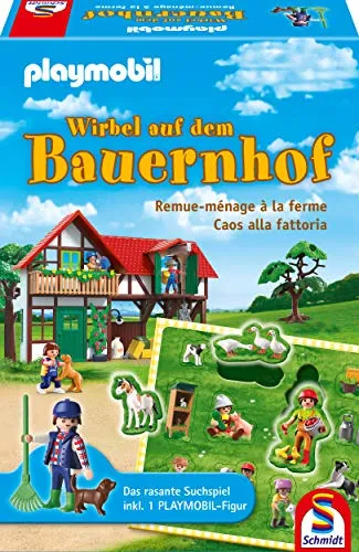 PLAYMOBIL Wirbel auf dem Bauernhof - lustiges Legespiel für 2 bis 4 Spieler, fördert Schnelligkeit und Genauigkeit, ab 4 Jahren