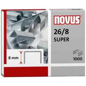Novus Heftklammern 040-0199, Typ 26/8 Super, 2 - 40 Blatt Heftleistung, verzinkt, 1000 Stück