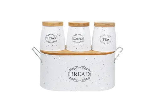 Neuetischkultur Brotkasten 4er-Set Landhaus Weiß in weiß von Neuetischkultur