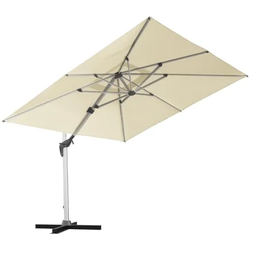 anndora Aluminium Ampelschirm 300 x 400 cm - Sonnenschirm mit Kurbelsystem, 360° drehbar und neigbar für optimalen Schattenwurf. Witterungsbeständig mit max. UV-Schutz von 97,5%, ideal für Garten und Terrasse.