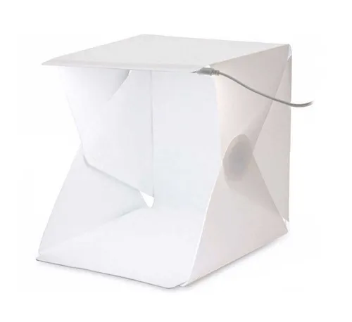 Mini-Lichtzelt Fotowürfel weiß (22x24x24cm) mit LED-Beleuchtung