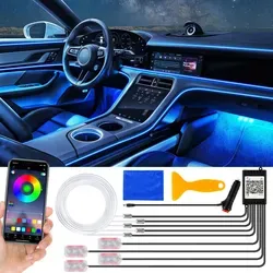 Speed Auto Innenbeleuchtung LED Strip 6,5M Beleuchtung Innenraum, 12V RGB Atmosphärenlicht mit APP Steuerbare Ambientebeleuchtung Musik und Fußra...