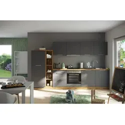 Held Möbel Küchenzeile 330 cm in Matt Grau-Wotaneiche