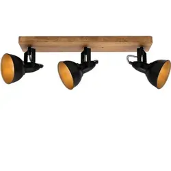 BRILONER Deckenlampe Vintage mit Holzbasis - Schwenkbare Deckenleuchte im edlen Schwarz-Gold Design, ideal für Wohnzimmer, Schlafzimmer oder Küche. Individuell steuerbares Licht für jeden Raum.