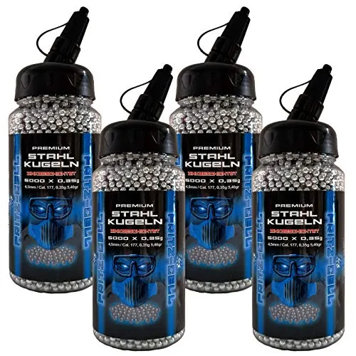 Fritz-Cell Stahl zinkbeschichtete BBS 4,5 mm Stahlkugeln Stahlrundkugeln für Luftpistole BB´s 4 x 5000