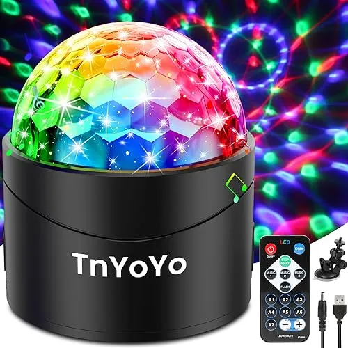 Discokugel, TnYoYo Discokugel Kinder LED Party Lichter Musikgesteuert Disco Lichteffekte 360° Rotierende LED party Lampe mit Fernbedienung für Kinder, Geburtstag, Weihnachten