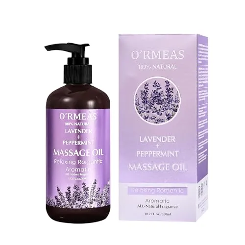 Massageöl für Erwärmen, Entspannen, Massieren Gelenkschmerzen Linderung, Lavendel Peppermint Massage Oil Massageöl Feuchtigkeitsspenden 10.2 fl.oz
