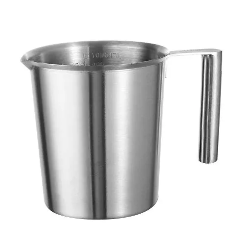 Messbecher Edelstahl 1L Milchkännchen Milch Pitcher Edelstahl-Messbecher mit Maßzahlen und Griff Edelstahl Aufschäumkännchen Spülmaschinenfest