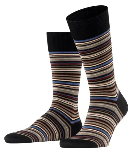 Falke Tagessocke Crew Microblock (modisch elegante Optik, Baumwolle) schwarz/bunt Herren - 1 Paar