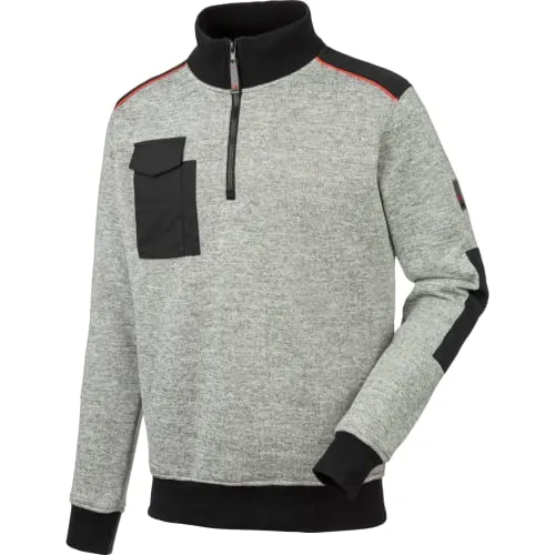 WÜRTH MODYF Fleecetroyer Perseus – Weicher Fleece Pullover mit Stehkragen und Viertel-Reißverschluss – perfekt für Handwerk, Werkstatt, Arbeiten im Freien, hellgrau, Größe XS