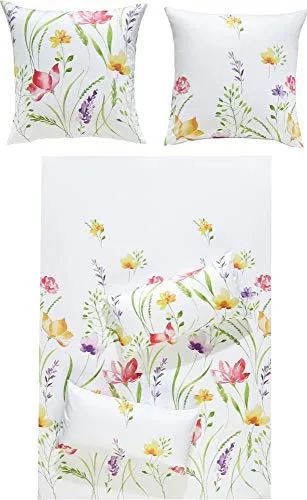 REDBEST Bettwäsche Mako-Satin, 2-teilig mit Blumenmuster - Bettwäsche-Set aus hochwertigem Mako-Satin, 100% Baumwolle, mit farbenfrohem Blumenmotiv, ideal für eine stilvolle Schlafzimmergestaltung.