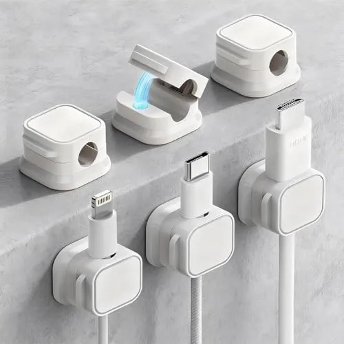 wimprove Kabelhalter magnetisch selbstklebend für Schreibtisch, 6er Weiß