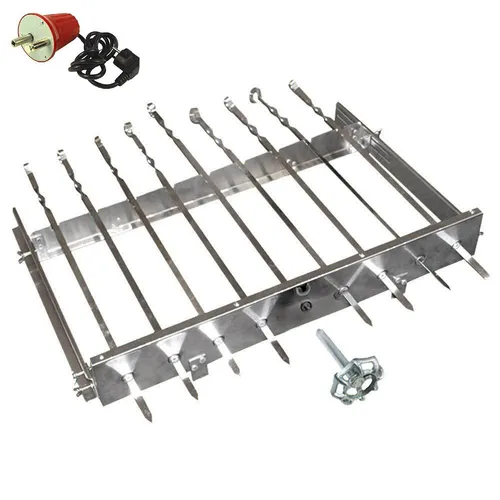 Edelstahl Spießdreher Sesam für 9 Spieße Schaschlik Mangal mit Elektro Motor 230