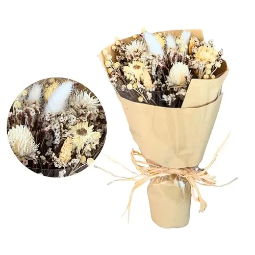 Trockenblumenstrauß Set – 5 Farben & Designs – Hochwertige, langlebige Deko-Blumen im Boho-Stil, Rustikal & Vintage | Trockenblumen Bouquet für Hochzeit, Tischdeko, Geschenk & Zuhause (Pastellrosa)
