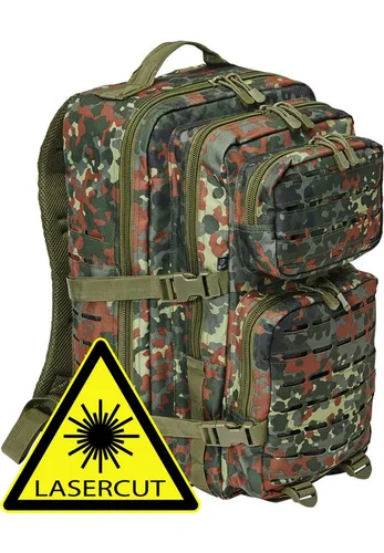 Brandit BD8024 US Cooper Lasercut Rucksack - 40L, flecktarn - Rucksack mit innovativem Lasercut-MOLLE-System für schnelles Equipment-Anbringen. Gepolsterte Schultergurte und 40L Volumen für optimalen Tragekomfort bei Outdoor-Abenteuern.