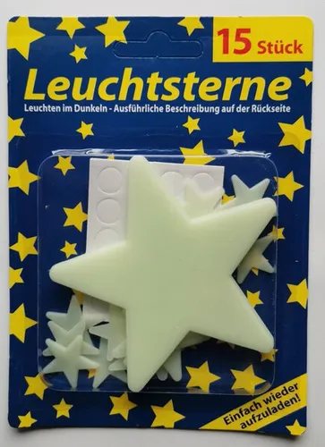 Leuchtsterne Sternenhimmel - 15 leuchtende Sterne mit Klebepads - Kategorie: Lampen & Deko, ideal für eine traumhafte Schlafzimmeratmosphäre und einfach anzubringen.