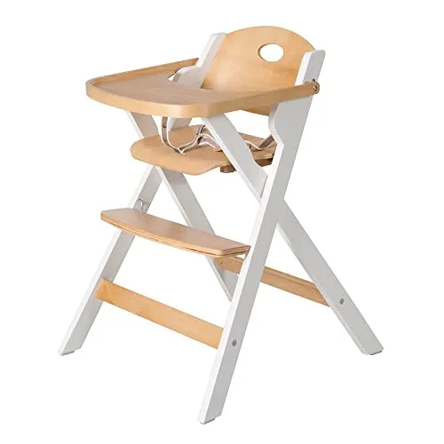 roba Klapphochstuhl mit Essbrett - platzsparend und sicher - Hochstuhl aus stabilem Holz, klappbar mit 3-Punkte-Gurt, ideal für Kinder ab 6 Monaten. Hohe Standfestigkeit und einfache Reinigung des Essbretts.