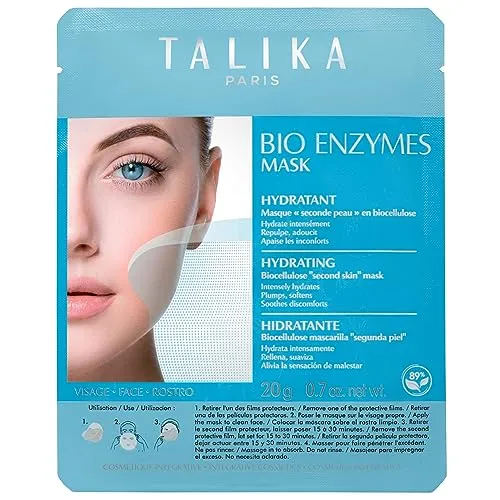 Talika Bio Enzymes Mask Hydrating Gesichtsmaske mit Biozellulose - Feuchtigkeitsmaske gegen Trockene Haut - Pflegemaske ‘Wie eine zweite Haut'