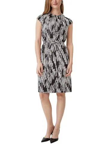 Comma Satinkleid - Elegantes Midi-Dress für jede Gelegenheit, mit raffinierten Raffungen und femininen Kappärmel, perfekt für Büro und Freizeit.