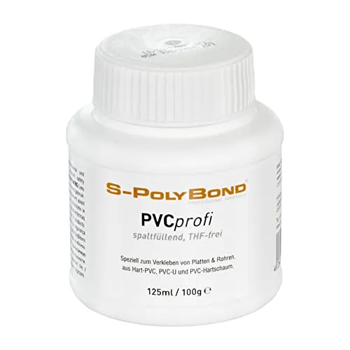 S-PolyBond® PVC Kleber | 125ml Dose Mit Pinsel | Geeignet Zum Verkleben Von Hart-PVC Platten, Rohren, Teichfolien, Planen Und Kunstleder