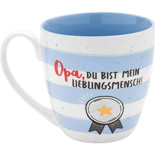 Sheepworld - 46535 - Tasse, Porzellan, Opa, du bist mein Lieblingsmensch!, blau, weiß, Höhe: 10 cm, 450 ml