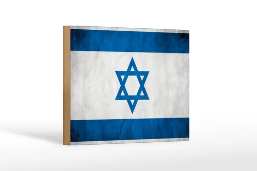 Holzschild Flagge 18x12 cm Israel Fahne Holz Wanddeko Deko Schild