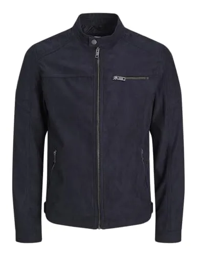 JACK & JONES Herren JJEROCKY Jacket NOOS - Funktionsjacke mit klassischen Biker-Details, aus hochwertigem Kunstleder und praktischen Reißverschlusstaschen für einen coolen Look und hohen Tragekomfort.