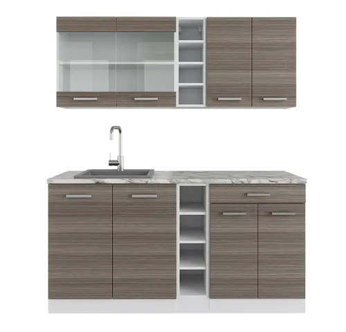 Vicco Küchenzeile R-Line Single Weiß Edelgrau - Küchenzeilen mit hochwertigem Material für höchsten Komfort, variabel aufstellbar und 160 cm breit - ideal für moderne Küchen.