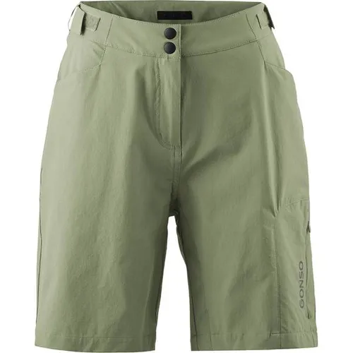 Gonso Women's Adventure Shorts - Radhose Gr 42 oliv - Kurze Radhosen, robuste und vielseitige Radhose mit Sitzpolster und Stretch, ideal für Mountainbike und Gravelbike.