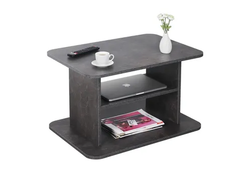 RICOO Couchtisch WM094-BG - Moderner Beistelltisch in Beton-Grau mit praktischem Stauraum, ideal für Ihr Wohnzimmer.