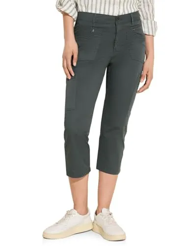 Street One Style Yulius Cargo-Hose Gr. 34 in Marshy Green - Damen Cargo-Hose für Freizeit, aus 97% Baumwolle für hohen Tragekomfort und ideal für Frühling/Sommer. Angenehme Regular-Passform mit praktischem Knopf- und Reißverschluss.