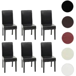 6er-Set Esszimmerstuhl Littau - Leder schwarz, dunkle Beine - Stühle für Esszimmer, modernes Design mit hoher Rückenlehne und bequemer Polsterung, ideal für gemütliche Dinnerabende.