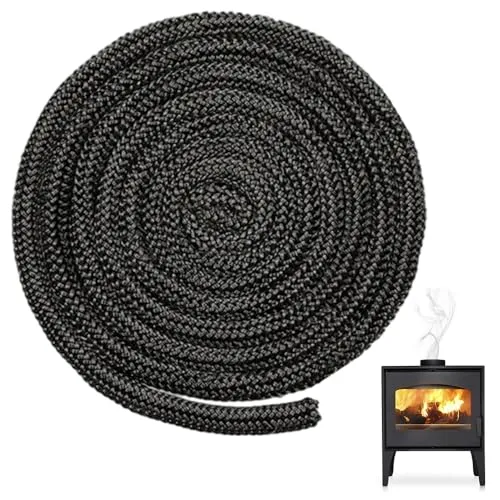 BNGXR Ofen Dichtschnur, Kamindichtung Ofendichtschnur, 10mm x 2.5m Dichtung Glasfaserschnur Türdichtung Ofen Dichtungsband Glasfaserschnur Kaminofen für Kamin Smoker Ofen