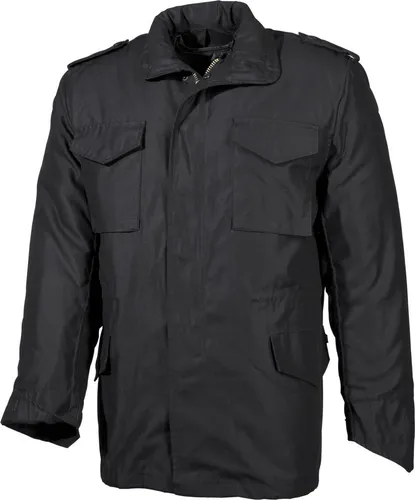 MFH US M65 Feldjacke mit Steppfutter - Schwarz Größe 3XL - Funktionsjacke für kalte Wetterbedingungen, mit heraustrennbarem Steppfutter und verstellbarer Kapuze für optimalen Schutz und Komfort.