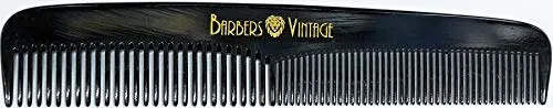 Barbers Vintage Klassischer Haarkamm für Herren, handgefertigt, feine und grobe Zähne, für Haare, Bart, Schnurrbart, 18 cm, Schwarz