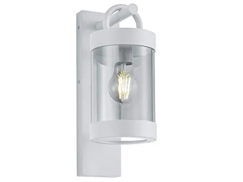 meineWunschleuchte Außenwandlaterne aus Aluminium in Weiß, Höhe 33cm - Lampen für Außenbereiche, elegante Aluminiumleuchte mit austauschbarem E27 LED, 470 Lumen, warmweiß und optionalem Dämmerungssensor für automatische Beleuchtung.