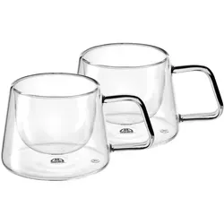 GRÄWE Doppelwandige-Thermogläser mit Griff, 200ml, 2er Set, gerades Design