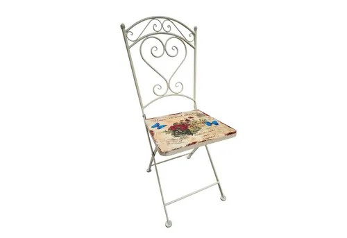 HTI-Living Gartenstuhl Metallstuhl Flowers and Plants - Nostalgischer Gartentstuhl im romantischen Vintage-Stil, perfekt für Garten, Balkon oder Wintergarten. Abnutzungserscheinungen sind gewollt und verleihen Charme. Maße: 37 x 94 x 36 cm, Sitzhöhe 46 cm.