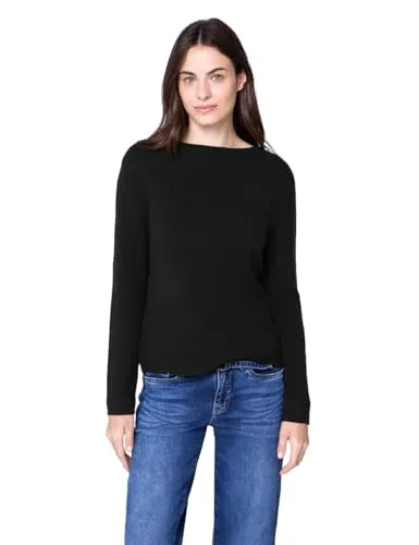 STREET ONE STUDIO Rundhalspullover für Damen, Schwarz, Gr. 34