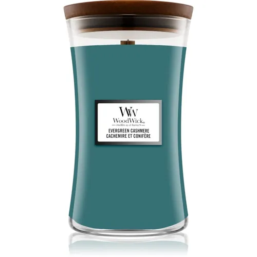 Woodwick Evergreen Cashmere Large Hourglass Candle in türkis von WoodWick