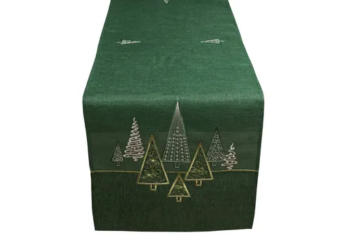 matches21 HOME & HOBBY Tischdecke 40x140 cm Tischläufer dunkelgrün edle Tannenbäume für Weihnachten (1-tlg), Ideal für Advent und Weihnachtsdeko