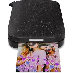 HP Sprocket 200 - Tragbarer Fotodrucker (Zink-Drucktechnologie, Bluetooth, Fotos 5 x 7,6 cm), Schwarz - Schwarz