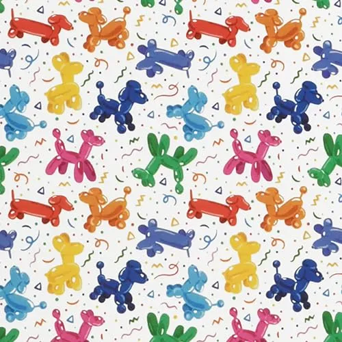Geschenkpapier Luftballons 70cm x 2m Rolle - Geschenk Papier mit Ballon Hunde Motiv - Geschenkpapierrolle für Geburtstag Kindergeburtstag - Farbiges Packpapier & Verpackungspapier - Bunt